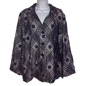 2/$20 Sag Harbor Long Textured Unlined Jacket Black Gray 14